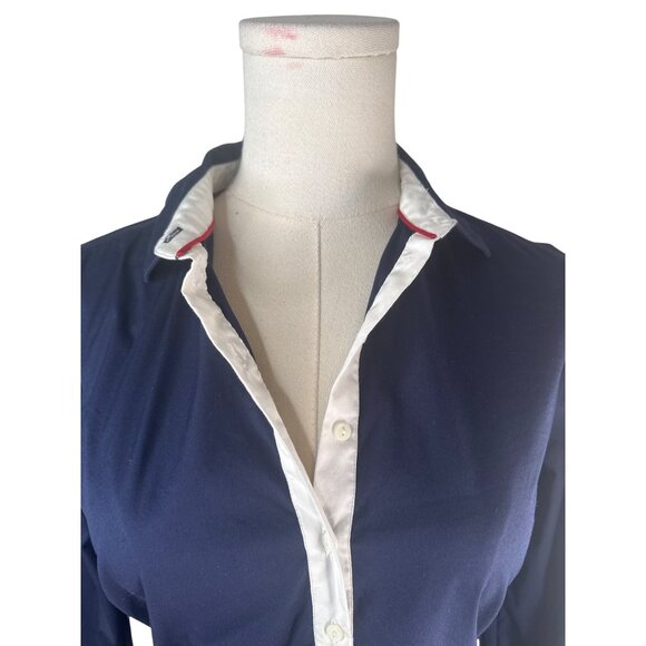 2/$30 ZARA Navy & White Small Button-Up Blouse With 3/4 Sleeves - Picture 5 of 15